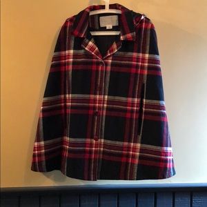 Ladies Red Plaid Flannel Cape
